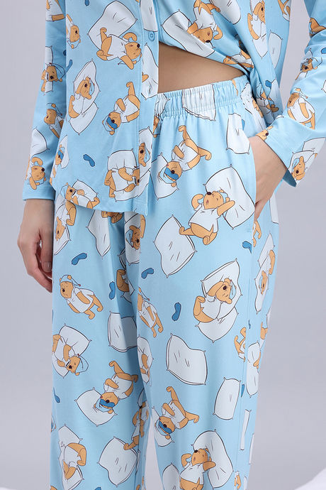 Zivame Winnie the Pooh Knit Cotton Pyjama Set - Crystal Blue — image 6